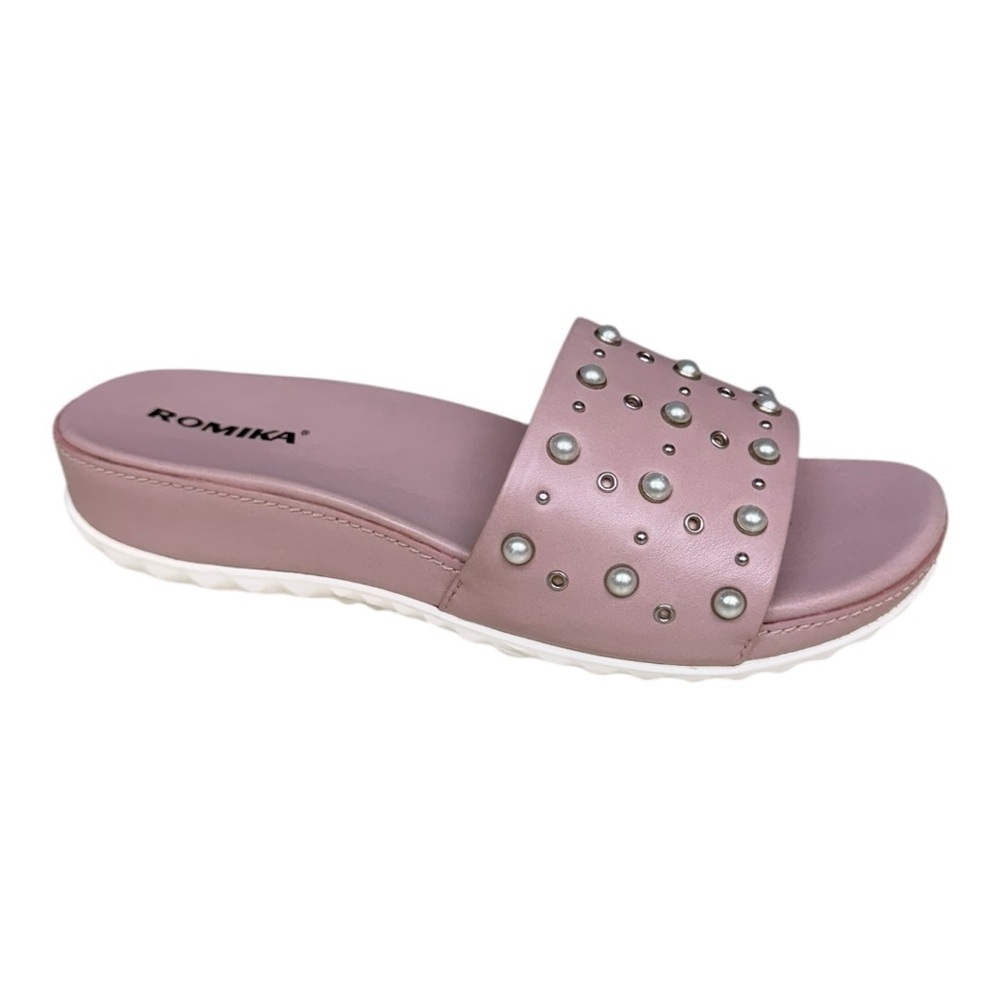 Romika Josef Seibel Florenz Studded Sandals Pink Pearl Slide EU 37/ 6.5-7.0 - Picture 4 of 12
